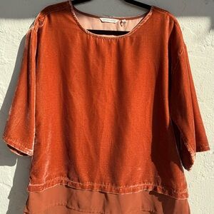 Soft Surroundings Burnt Orange Velvet Blouse